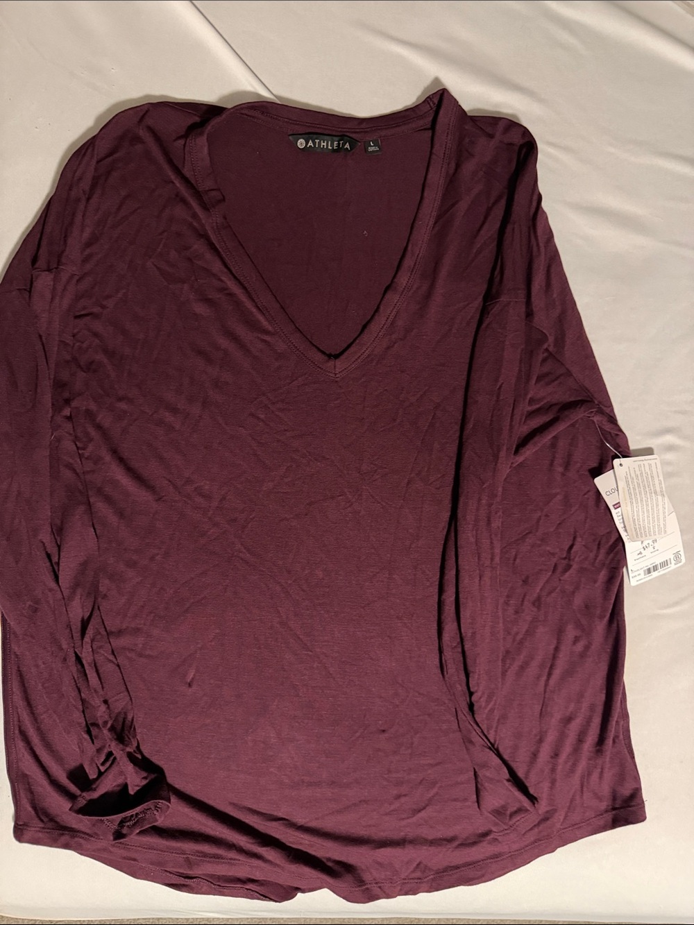 Athleta Long Sleeve V-Neck Top — Plum